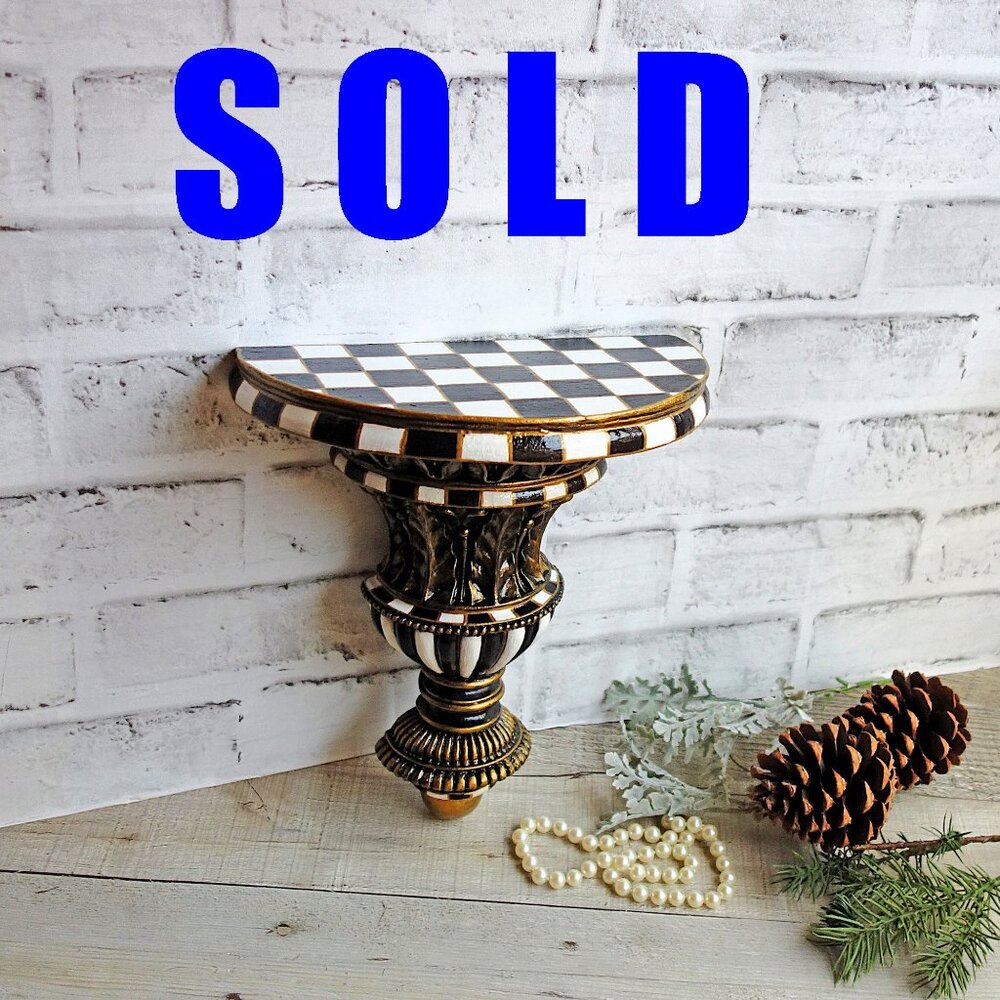 Checked Wall Shelf Ornate Corbel Checkered Floating Shelf Checked Half Finial